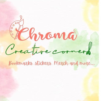 Logo of Chroma Creative Corner with watercolor background